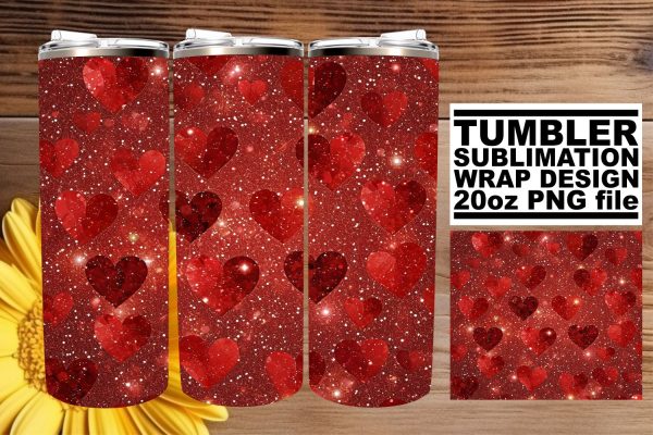 Mesmerizing Red Glitter Pattern Tumbler Wrap Art For Sale
