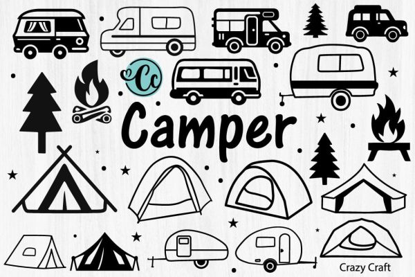 Camper Svg, Camper Svg Bundle, Camping Svg, Trailer Svg, Summer Svg, RV Svg, Camper Silhouette Svg Cheap