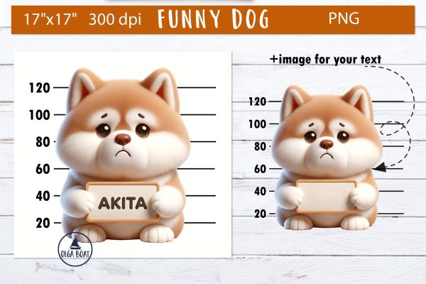 Akita clipart dog | Funny dog illustration For Sale