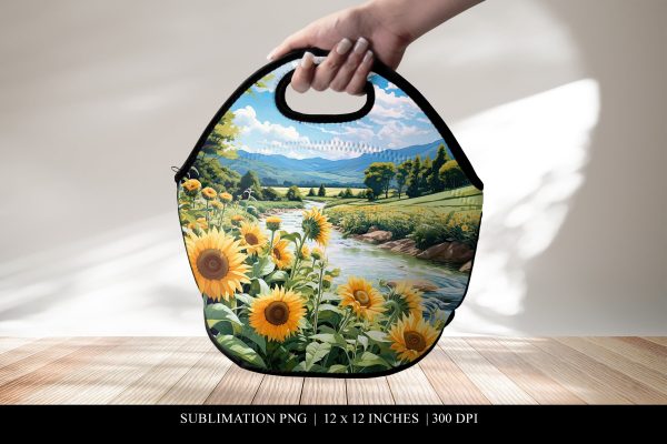 Sunflower Lunch Bag Design, Digital Sublimation PNG For Cheap