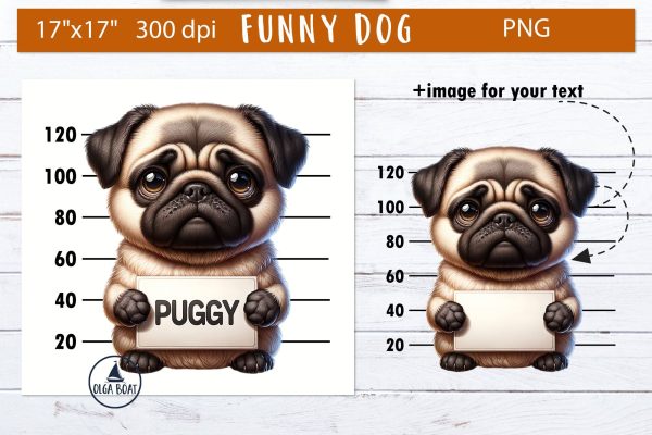 Pug dog clipart | Funny dog sublimation For Sale
