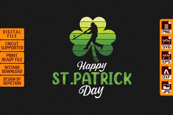 Happy St.Patrick s Day T-Shirt, Shamrock Shirt, Baseball Player Shamrock Shirt Print Template on Sale