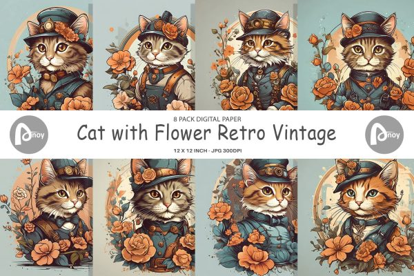 Digital Paper Steampunk Cat Cheap