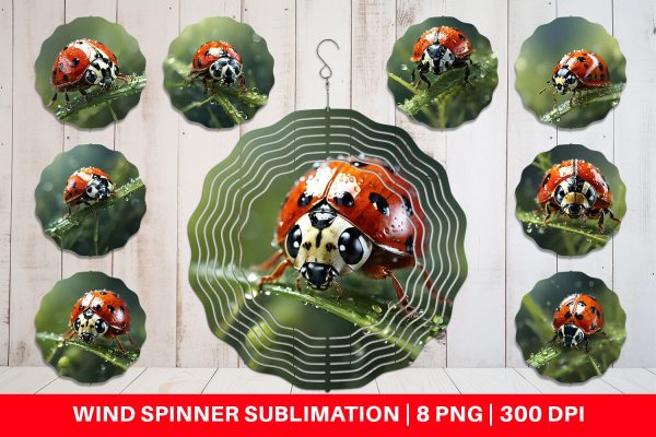 Wind Spinner Ladybug on grass For Sale