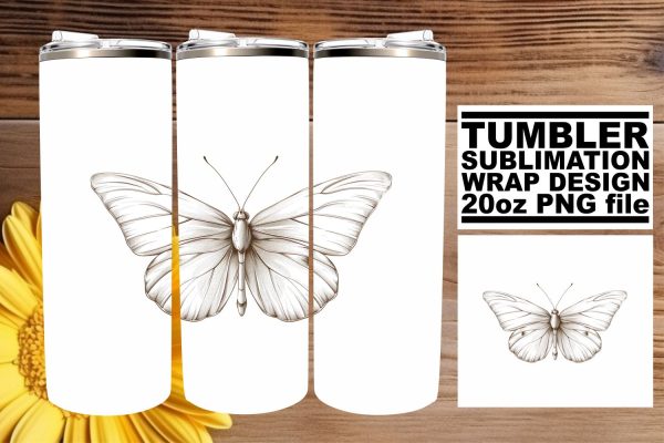 Spring Sparkle: Sublimation Tumbler Wrap - 20oz, Butterfly Design Supply