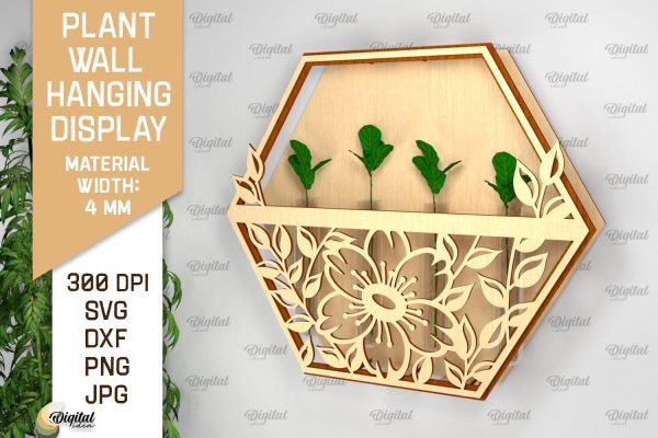 Plant Wall Hanging Display SVG Bundle. Wall Planter Laser Cut For Sale - Image 2