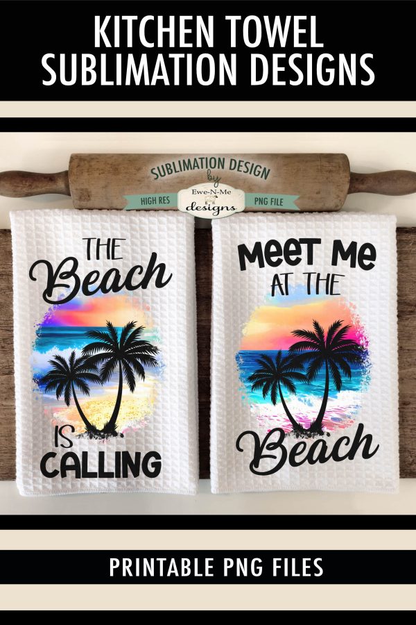 Beach Palm Trees Sublimation Design for Kitchen Towels - Meet Me At The Beach - The Beach Is Calling Supply - Image 4