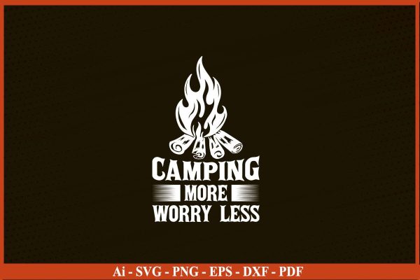 CAMPING MORE WORRY LESS Camping SVG PNG Craft Cut File Sale
