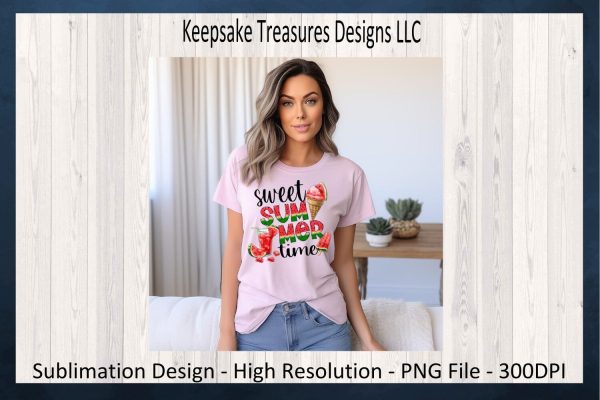 Sweet Summer Time Watermelon Sublimation PNG Design, Summer T-Shirt, Patio Summer Pillow, Summertime Home Decor, Digital Download Online - Image 3