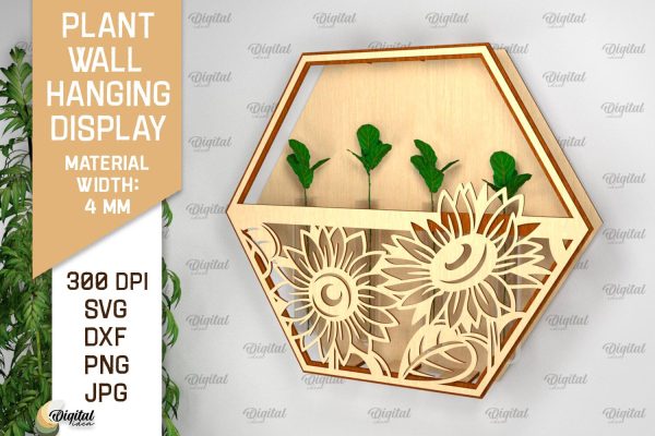 Plant Wall Hanging Display SVG Bundle. Wall Planter Laser Cut For Sale - Image 3