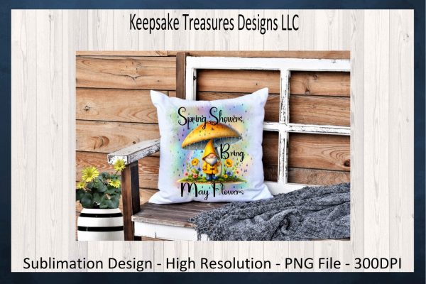 Spring Showers Bring May Flowers, Sublimation PNG Design, Spring Home Decor, Spring T-Shirt Design, Printable PNG, Digital Download For Cheap - Image 3