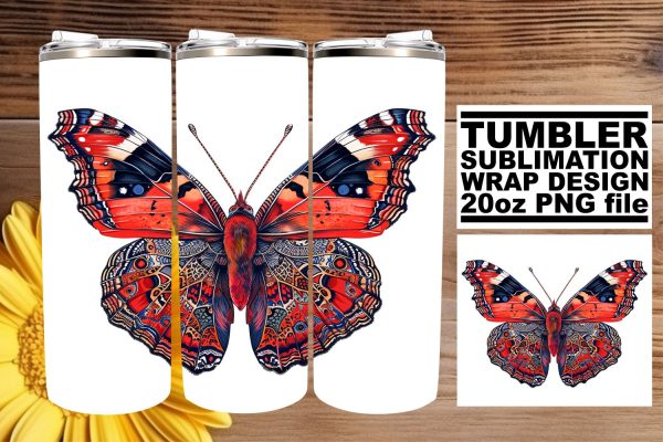 Springtime Splendor: Butterfly Sublimation Tumbler Wrap - 20oz Supply