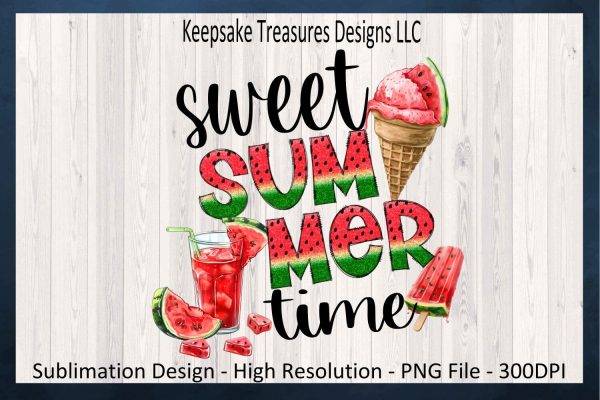 Sweet Summer Time Watermelon Sublimation PNG Design, Summer T-Shirt, Patio Summer Pillow, Summertime Home Decor, Digital Download Online