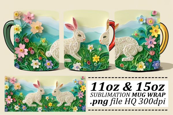 Vibrant Easter Egg Hunt Mug Wrap Sublimation, 11oz 15oz, Colorful 3D Design, Spring Celebration For Cheap