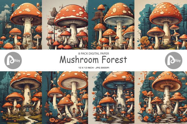 Digital Paper Vintage Mushroom Forest For Cheap