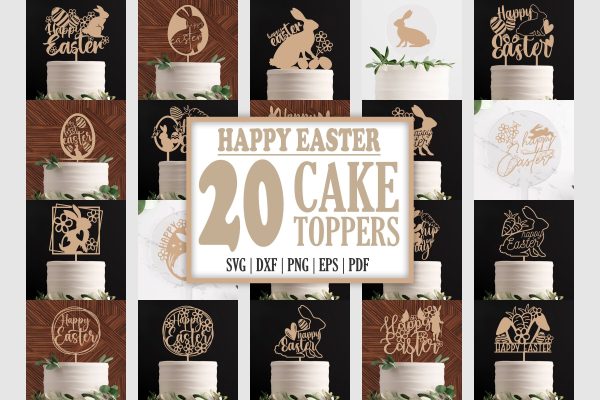 Happy Easter Svg Bundle, Easter cake toppers, Laser Cut Files Sale