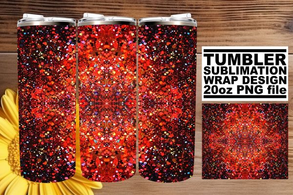 Stunning Red Glitter Pattern Tumbler Wrap Artwork Online Sale
