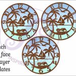 Beach scene wall clock laser cut files, SVG file. For Sale - Image 5