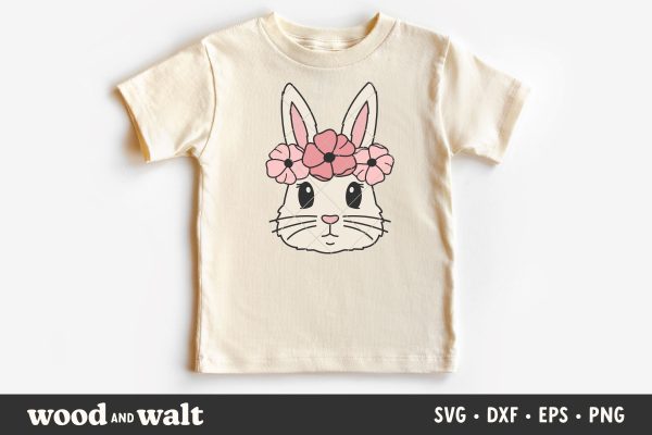 Bunny with Flowers SVG | Girls Easter Bunny SVG Online - Image 3