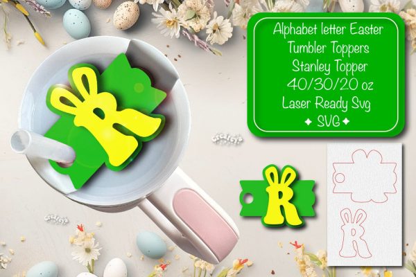 Easter tumbler topper svg Alphabet Letter laser cut Easter Glowforge Laser ready Easter Name plate Letter R Online Sale