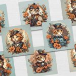 Digital Paper Steampunk Cat Cheap - Image 3