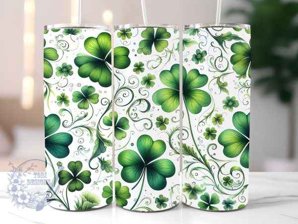 Shamrock St Patrick s Day 20oz Skinny Tumbler, St Patrick s Day Tumbler Png, Straight & Tapered Tumbler Wrap, Instant Digital Download For Sale