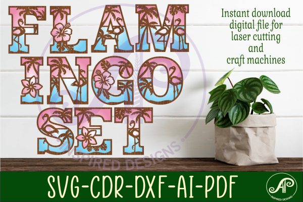 Tropical   Flamingo theme alphabet set. 3layer 90 letters. Online now