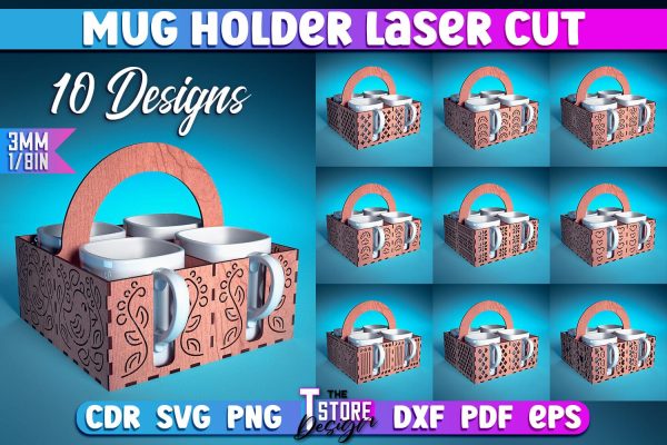 Mug Holder Design | Cup Box Laser Cut Design | CNC Files v.2 Supply