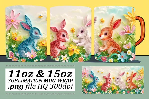 Festive Easter Eggstravaganza Mug Design, Sublimation Wrap, 11oz 15oz, Happy Easter, Spring Celebration Online now