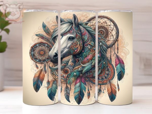 Boho Horse 20oz Tumbler Png, Straight & Tapered Tumbler Png, Country Girl Tumbler Png, Digital Download PNG For Cheap