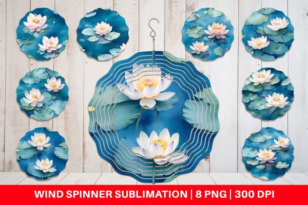 Wind Spinner Lotus Watercolor Pattern For Cheap