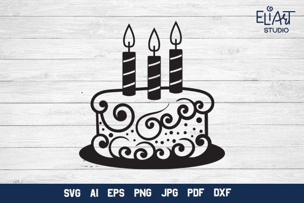 Birthday Cake SVG, Cake with Candles PNG Design. For Sale
