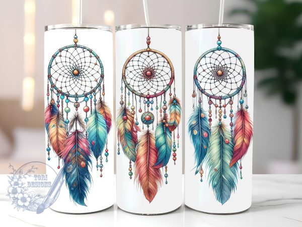 Dream Catcher 20oz Skinny Tumbler, Boho Tumbler Png, Straight & Tapered Tumbler Wrap, Instant Digital Download Sale