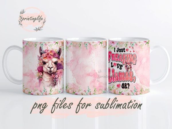 Llama Mug Wrap Design, Instant Digital Design Download Mug Wrap Design, Mug Design PNG on Sale