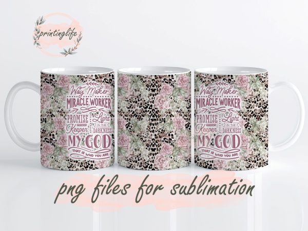 Christian Mug Wrap Design, Instant Digital Design Download Mug Wrap Design, Mug Design PNG For Discount