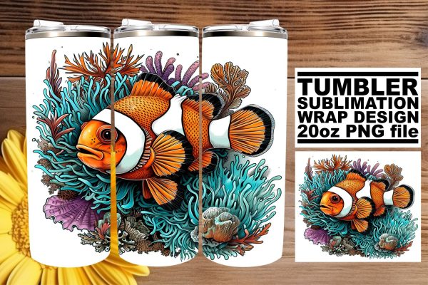 Colorful Ocean Life Tumbler Wrap, Summer Sublimation Design, 20oz, Coastal Fish Art, Watercolor Sea Creatures Online