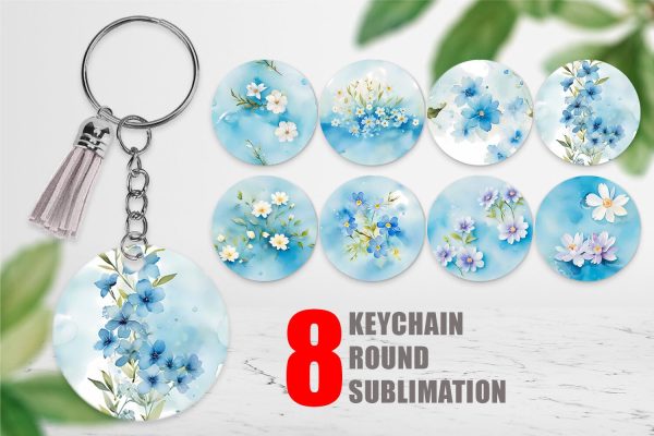 Keychain Flower Pattern Watercolor Cheap