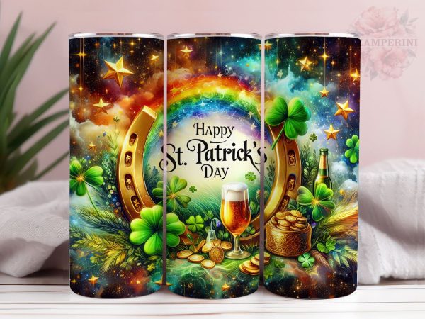 Happy St Patrick s Day 20oz Tumbler Wrap PNG, Patrick s Day Tumber Png, Straight & Tapered Tumbler Wrap, Instant Digital Download Supply