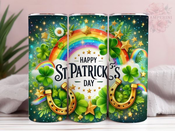 Happy St Patrick s Day 20oz Tumbler Wrap PNG, Patrick s Day Tumber Png, Straight & Tapered Tumbler Wrap, Instant Digital Download Supply