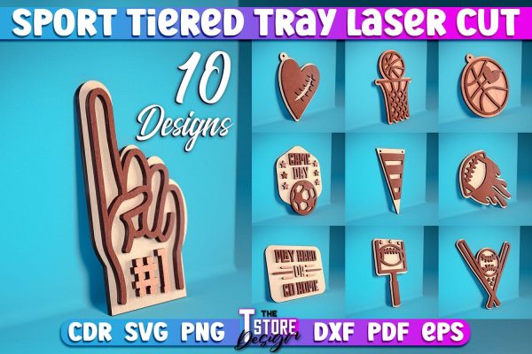 Sport Tiered Tray Laser Cut SVG | Tiered Tray Laser Cut SVG Design | CNC Files For Cheap