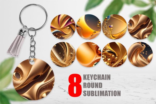 Keychain Wave Liquid Gold For Cheap