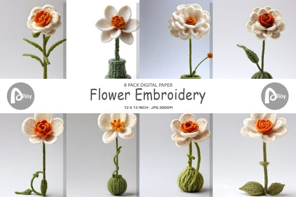 Digital Paper Flower Embroidery Discount