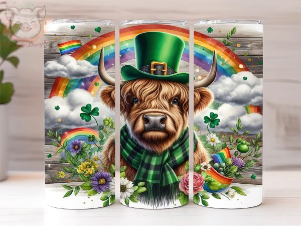 Highland Cow St Patrick s Day 20oz Tumbler Png, Straight & Tapered Tumbler Png, St Patrick s Day  Tumbler Png, Digital Download PNG Online Hot Sale