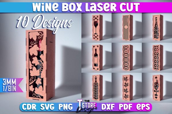 Wine Box Laser Cut | Gift Wine Box Laser Cut Design | CNC Files For Discount