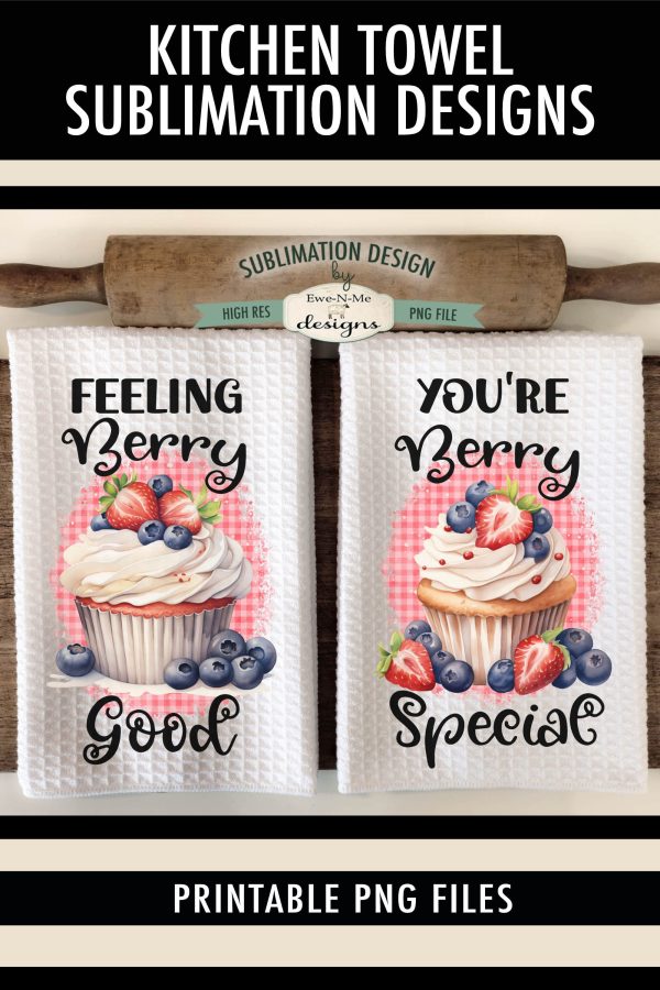 Berry Cupcakes Kitchen Towel Sublimation Designs - Berry Good, Berry Special Online Sale - Image 4