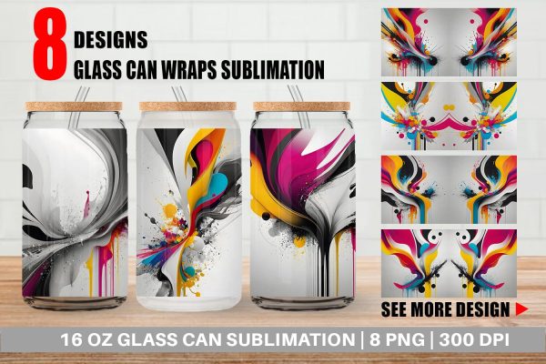 Glass Can Wrap Abstract Vibrant Colors For Sale