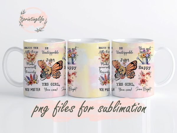 Positive Affirmations Mug Wrap Design, Instant Digital Design Download Mug Wrap Design, Mug Design PNG Hot on Sale