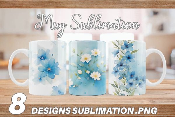 Mug Wrap Flower Pattern Watercolor For Cheap