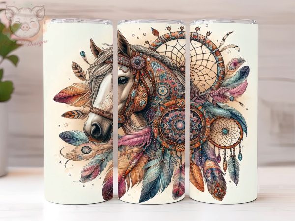 Boho Horse 20oz Tumbler Png, Straight & Tapered Tumbler Png, Country Girl Tumbler Png, Digital Download PNG Fashion