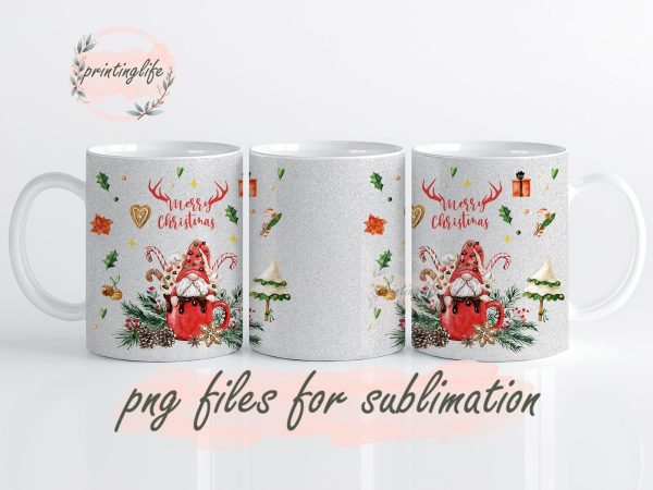 Merry Christmas Mug Wrap Design, Instant Digital Design Download Mug Wrap Design, Mug Design PNG Online now